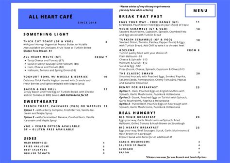 Menu – All Heart Cafe