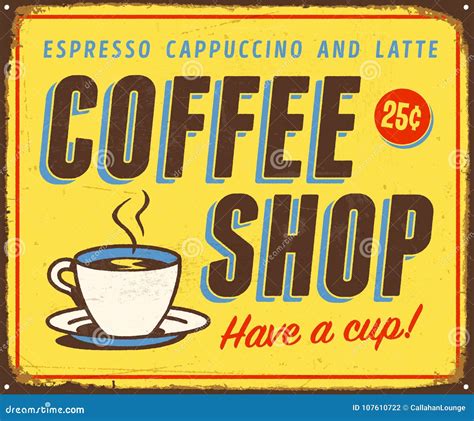 Vintage Metal Sign - Coffee Shop Stock Vector - Illustration of ...