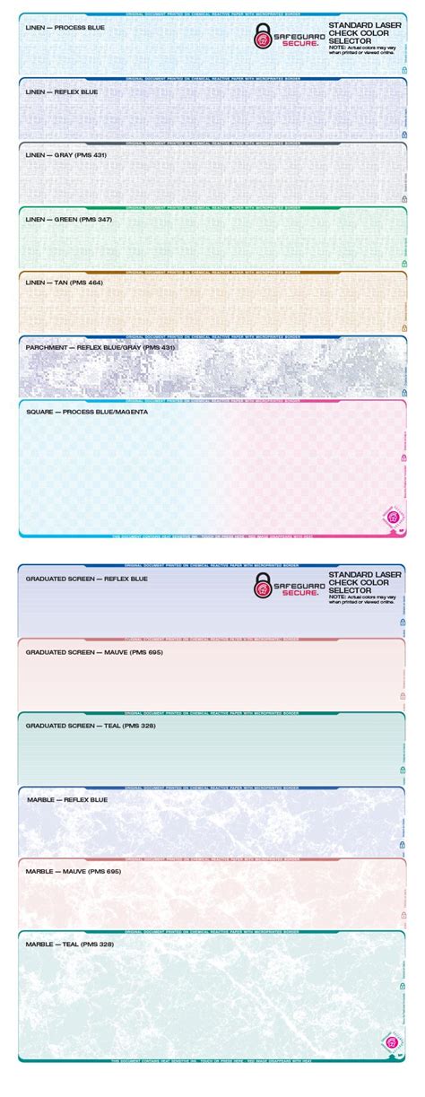 Standard Secure Laser Check Color Guide