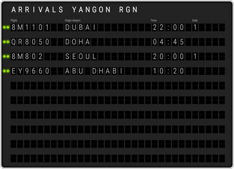 Yangon Airport Arrivals [RGN] Flight Schedules & RGN arrival