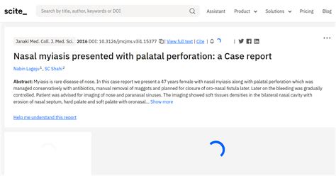 Nasal myiasis presented with palatal perforation: a Case report - [scite report]