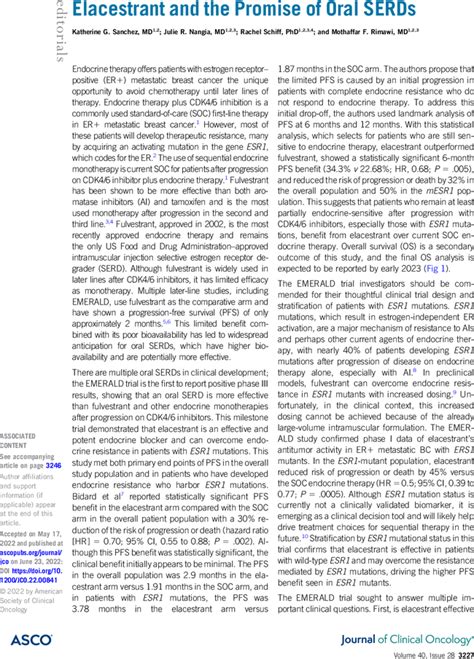 Elacestrant and the Promise of Oral SERDs | Journal of Clinical Oncology