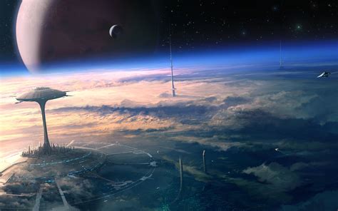 Futuristic Space City HD Wallpaper