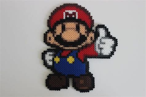 Mario | Paper Mario | Perler Bead Sprite | Mario perler beads, Perler beads, Perler bead mario