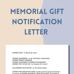 Memorial Gift Letter Template to Notify Family of Gift Made in Memory ...