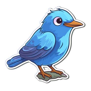 Sticker Blue Bird Vector, Flower Clipart, Sticker Design With Cartoon Bluebird Isolated, Sticker ...