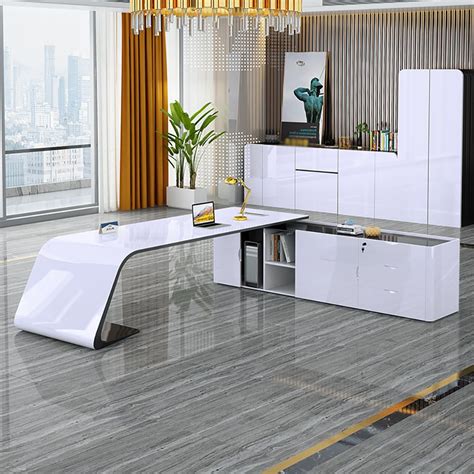 L shaped right hand contemporary white office desk with storage – Artofit