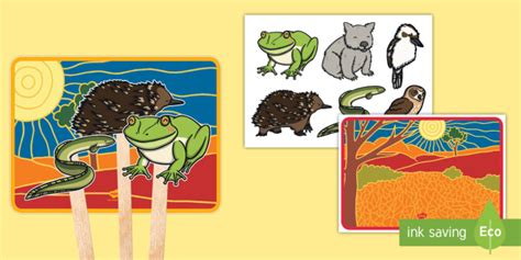 FREE! - Tiddalick the Frog Stick Puppets | Aboriginal Dreamtime