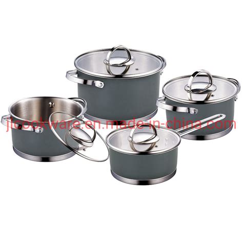 8 PCS Ceramic Coating Saucepan Stainless Steel Casserole Pots Set - China Cookware and Stock Pot ...