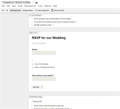 Google Form Wedding Rsvp Template