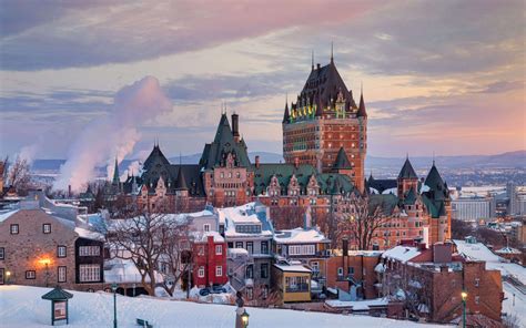 1680x1050 Resolution Fairmont Le Château Frontenac HD Winter Canada ...