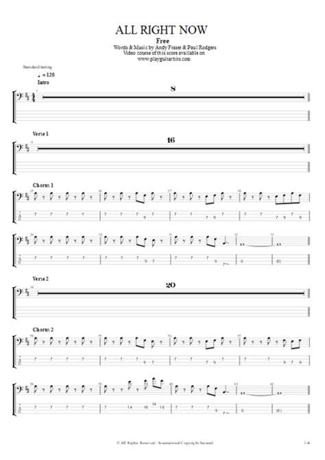 All Right Now Tab by Free (Guitar Pro) - Bass by Play Guitar Hits | mySongBook