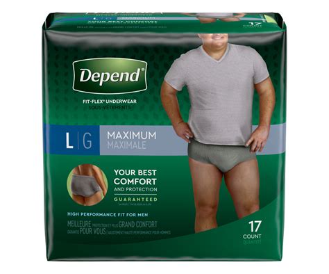 Fit-Flex Incontinence Underwear for Men, 17 units, Large, Gray – Depend ...