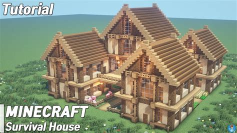 Minecraft : Oak Survival House Tutorial l how to build (##31) | Minecraft mansion, Minecraft ...