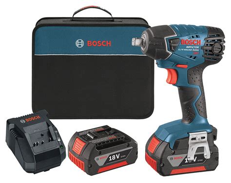 BOSCH 1/2" Cordless Impact Wrench Kit, 18.0 Voltage, 133 ft.-lb. Max. Torque, Battery Included ...