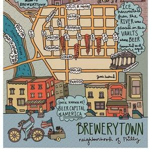 Map of Brewerytown, Philadelphia, Philly Neighborhood Map, Philly Art, Map Art, Philly ...