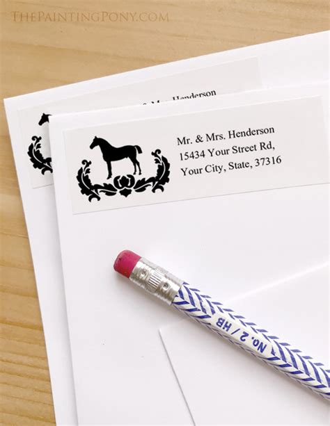 Damask Horse Return Address Labels - The Painting Pony