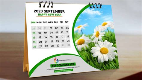 Modern Desk Calendar Design Free Template – GraphicsFamily