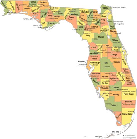 Printable Map Of Florida Counties – Map Vector