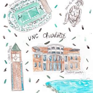 UNC Charlotte Map Print - Etsy