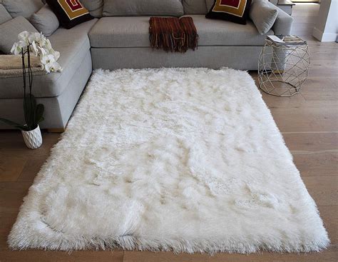 8'x10' Feet White Color Shag Shaggy Furry Modern Contemporary Decorative Designer Soft Solid ...