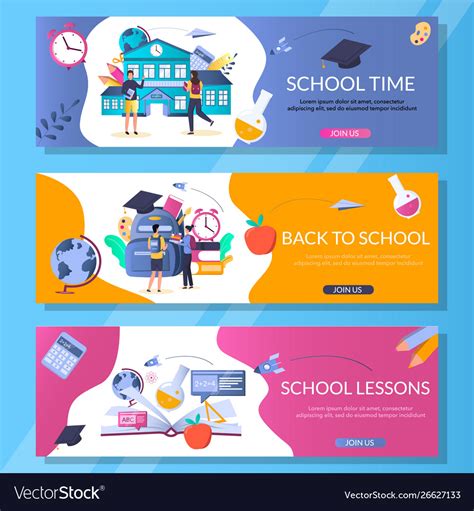 School web banner template set Royalty Free Vector Image