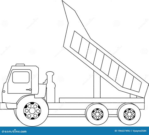 Dump Truck Coloring Page Outline for Kids. Stock Vector - Illustration of dump, girl: 196637496