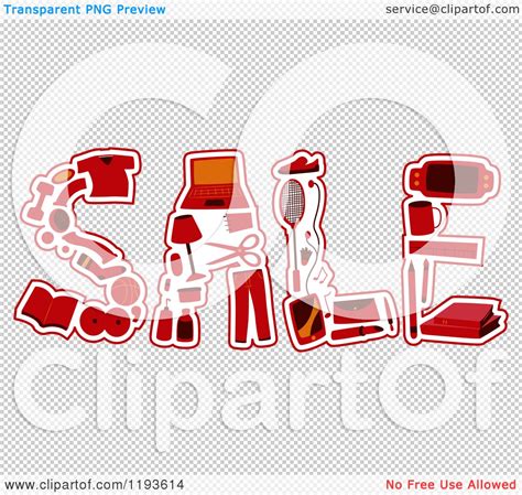 Cartoon of Red and Orange Items Forming the Word SALE - Royalty Free ...