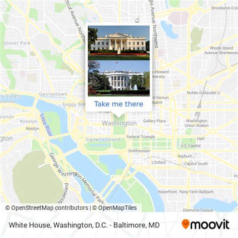 How to get to White House in Washington by metro, bus or train?