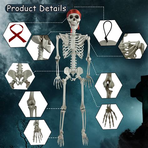 XMxoTxo 3FT Halloween Skeleton Decorations,Plastic Halloween Body ...