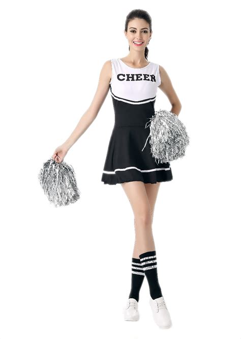 Cheerleader Costume Women Black White Sport Fancy Sexy Cheerleader Dress Cheer Uniforms For ...