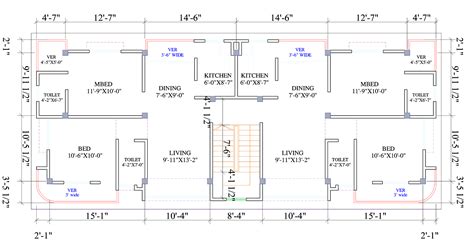 1900 Sq ft first floor plan with measurement Residential Building Plan ...