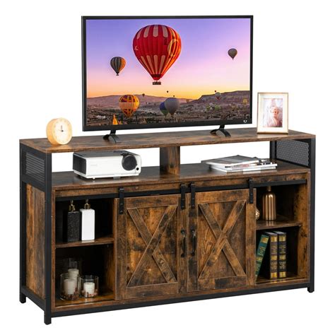 Ktaxon TV Stand for 55-Inch TV with Barn Doors,Farmhouse Wood ...