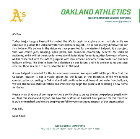 Message from the Oakland A's : r/OaklandAthletics