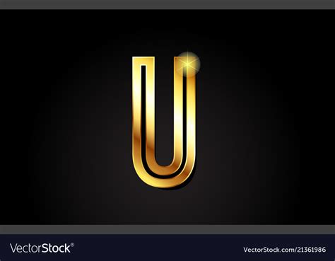 Gold alphabet letter u logo icon design Royalty Free Vector