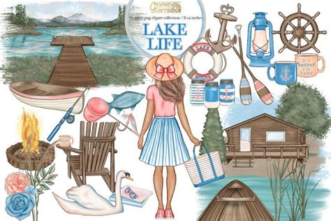 Lake Life - Nautical clipart collection (543138) | Illustrations | Design Bundles | Clip art ...