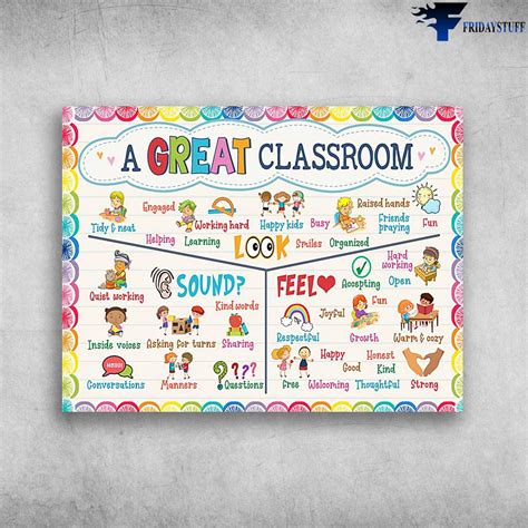 Classroom Poster - A Great Classroom, Happy Kids, Quist Working, Kind ...