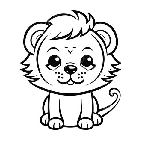 Cute Lion Coloring Page Outline Sketch Drawing Vector, Easy Lion ...