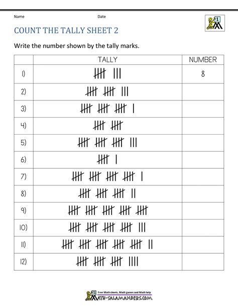 Tally Chart Worksheets