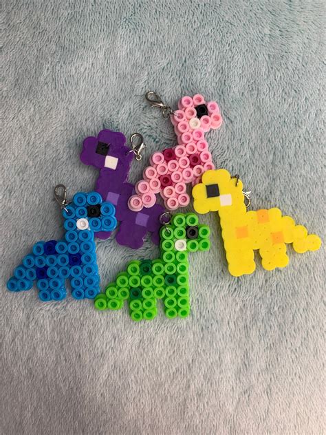 Dinosaur Perler Bead Keychains - Etsy