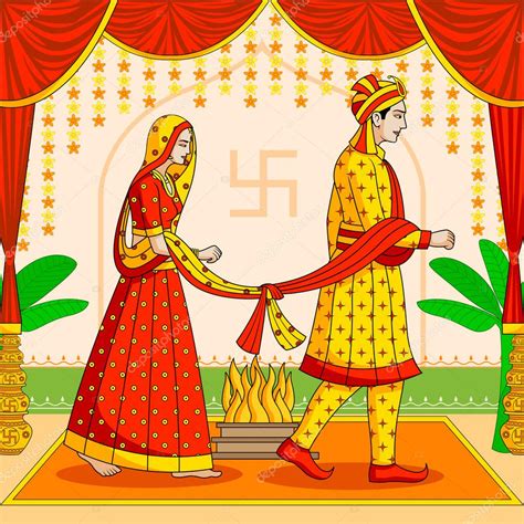 Bride and Groom in Indian Hindu Wedding — Stock Vector ...