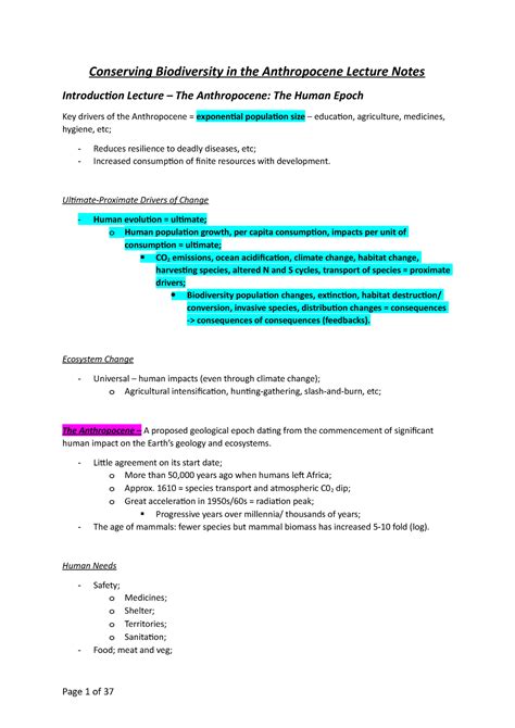 Conserving Biodiversity in the Anthropocene - Ultimate-Proximate Drivers of Change Human ...