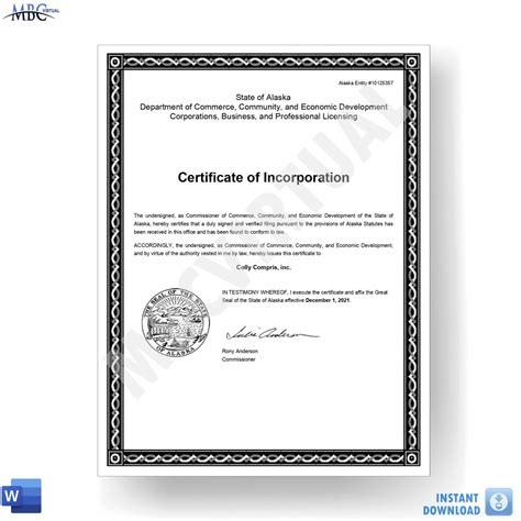 Certificate of Incorporation Template - MbcVirtual