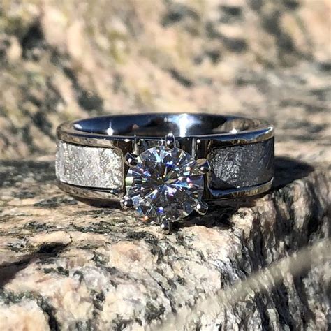 Authentic Diamond Meteorite Engagement Ring with stunning 1ct | Etsy Meteorite Engagement Ring ...