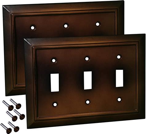 Pack of 2 Wall Plate Outlet Switch Covers by SleekLighting | Decorative Dark Brown Mahogany Look ...