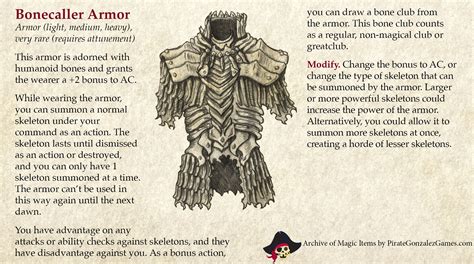 Bonecaller Armor | Magic armor, Dungeons and dragons homebrew, Dungeons ...