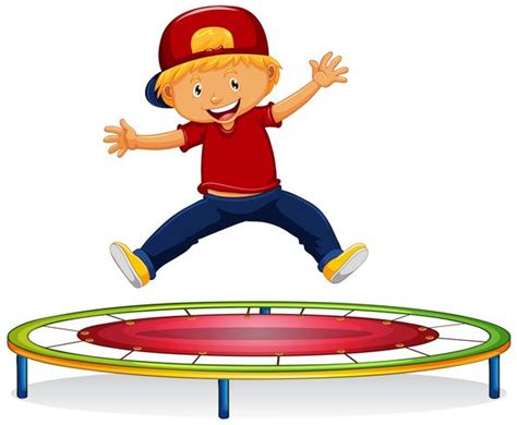 Happy boy jumping on trampoline 433259 Vector Art at Vecteezy