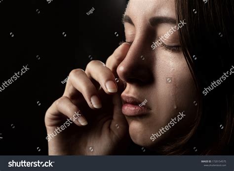 Sad Woman Closed Eyes Crying On Stock Photo 1720154575 | Shutterstock