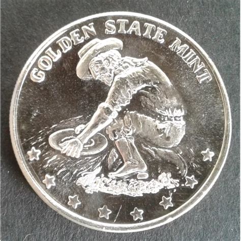 1 Oz Golden State Mint Prospector Trade Silver Round