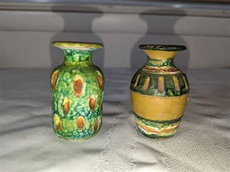 1950S ITALIAN MID Century Pottery Vases Pair 3.5" Tall Red Clay $24.99 - PicClick
